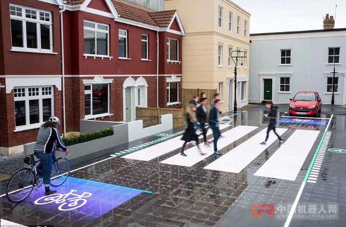 这个酷炫的智能交叉路口，可以把横穿马路的斑马线直接收起