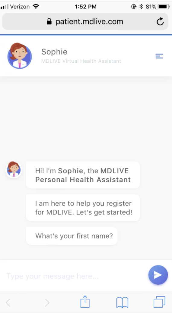 MDlive公司推出聊天机器人，还要把它变成个人健康助理